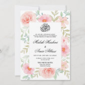 Perzik & Roze Bloemen Ontwerp Islamitische Moslim  Kaart (Voorkant)