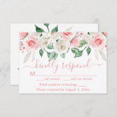 Perzik roze bloemenbruiloft RSVP Kaart (Voorkant / Achterkant)