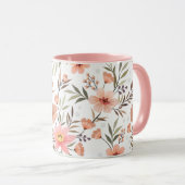 Perzik Roze Bloemige Botanische Mok (Voorkant rechts)