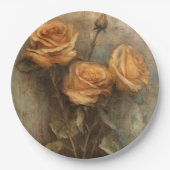 Perzik Roze Bloemige Bruiloftsborrel Papieren Bordje (Voorkant)