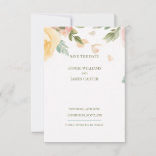 Perzik Roze Bloemige Waterverf Schotse Trouw Save The Date