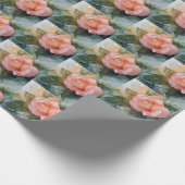 Perzik Roze Bloemstuk Bruiloftsfeest Cadeaupapier (Hoek)