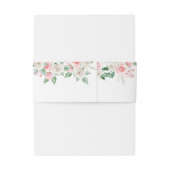 Perzik roze blush bloemenbruiloft uitnodigingen wikkel (Achterkant Voorbeeld)