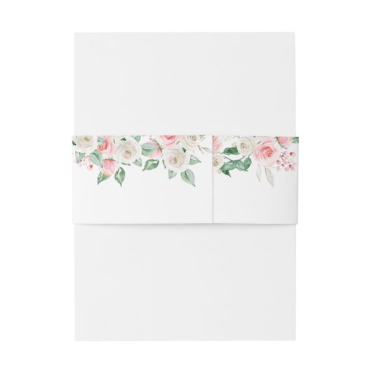 Perzik roze blush bloemenbruiloft uitnodigingen wikkel (Achterkant Voorbeeld)