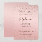 Perzik Roze Blush Goud Glans Confetti Glitter Kaart (Voorkant / Achterkant)
