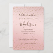 Perzik Roze Blush Goud Glans Confetti Glitter Kaart (Voorkant)