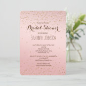 Perzik Roze Blush Goud Glitz Confetti bruids Kaart (Staand voorkant)