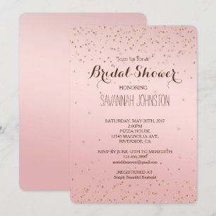 Perzik Roze Blush Goud Glitz Confetti bruids Kaart