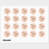 PERZIK ROZE Blush Goud LIEFDE & BEDANKT Bruiloft Ronde Sticker (Vel)