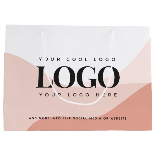 Perzik & Roze Boho Voeg Bedrijf Bedrijfs Moderne L Groot Cadeauzakje (Achterkant)