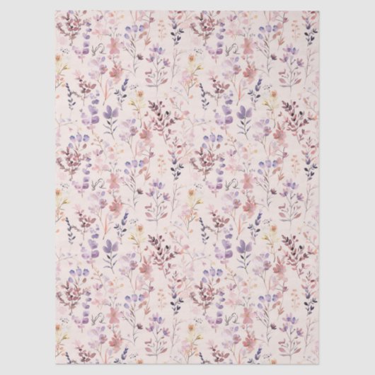 Perzik Roze Boho Waterverf Wildbloem Tissuepapier (Voorkant)