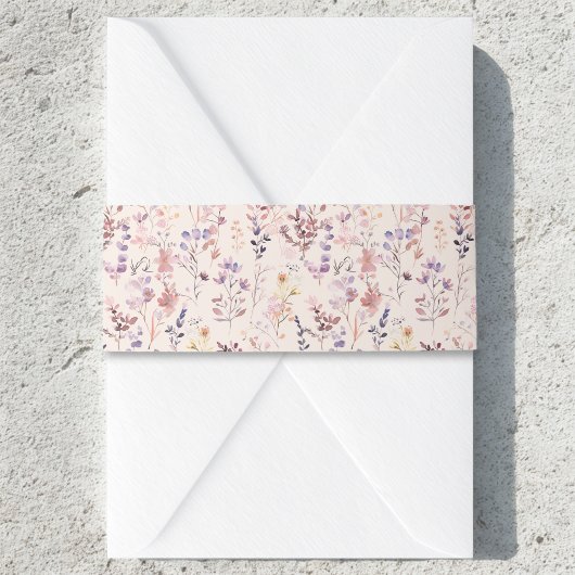 Perzik Roze Boho Waterverf Wilde Bloem Uitnodigingen Wikkel