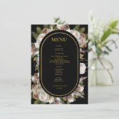 Perzik Roze Boho Waterverf Winter Bloemen Bruiloft Menu (Staand voorkant)