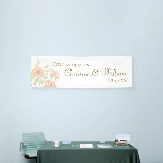 Perzik Roze Bruiloft Spandoek (Beurs)