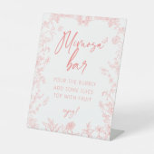 Perzik Roze Chinoiserie Mimosa Bar Vrijgezellenfee Reclamebord Met Voetstuk (Voorkant)