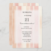  perzik roze crème strepen verjaardag kaart (Voorkant / Achterkant)