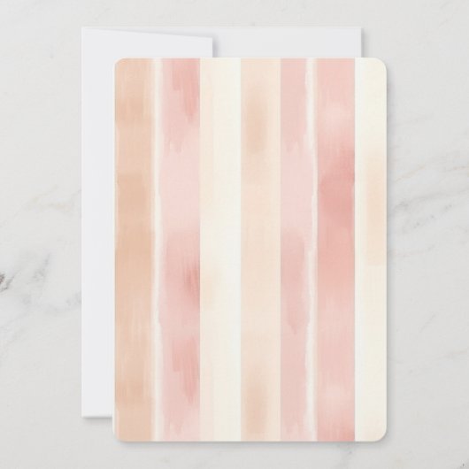  perzik roze crème strepen verjaardag kaart (Achterkant)