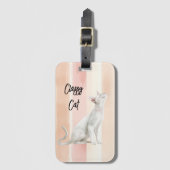  Perzik Roze Crème Stripes Cat Bagagelabel (Voorkant (verticaal))