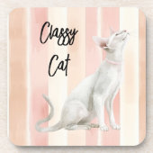 Perzik Roze Crème Stripes Cat Bier Onderzetter (Voorkant)