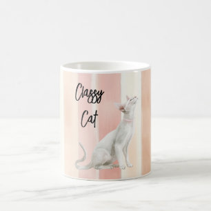  Perzik Roze Crème Stripes Cat Koffiemok