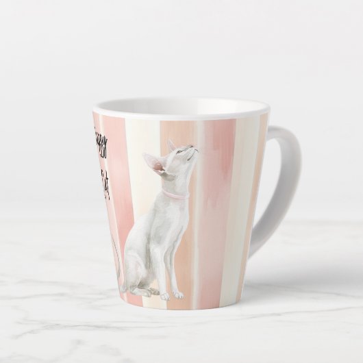 Perzik Roze Crème Stripes Cat Latte Mok (Rechterhoek)