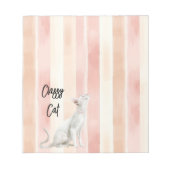  Perzik Roze Crème Stripes Cat Notitieblok (Voorkant)