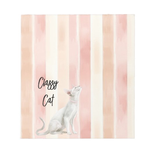  Perzik Roze Crème Stripes Cat Notitieblok (Voorkant)