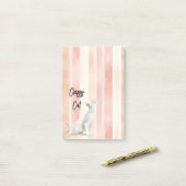  Perzik Roze Crème Stripes Cat Post-it® Notes (Op bureau)
