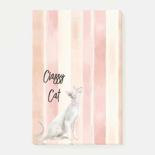  Perzik Roze Crème Stripes Cat Post-it® Notes (Voorkant)