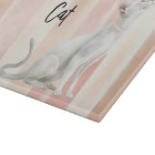  Perzik Roze Crème Stripes Cat Snijplank (Hoek)