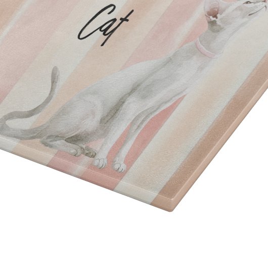  Perzik Roze Crème Stripes Cat Snijplank (Hoek)