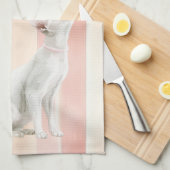  Perzik Roze Crème Stripes Cat Theedoek (Quarter Fold)