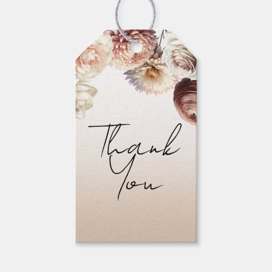 Perzik Roze Crème Witte Bloemen Bloemige Bruiloft Cadeaulabel (Voorkant)