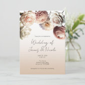 Perzik Roze Crème Witte Bloemen Bloemige Bruiloft Kaart (Staand voorkant)