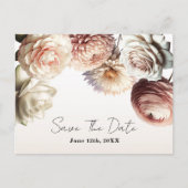Perzik Roze Crème Witte Bloemen Save the Date  Aankondigingskaart (Voorkant)