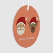 Perzik Roze Cute Sinterklaas & Kerst Ree Ornament (voorkant)