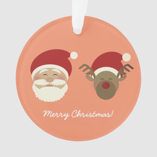 Perzik Roze Cute Sinterklaas & Kerst Ree Ornament (voorkant)