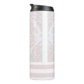 Perzik/Roze Damast Gestreepte Waterfles Thermosbeker (Geroteerd rechts)