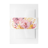 Perzik Roze en Gouden Gele Monogram Bruiloft Uitnodigingen Wikkel (Voorkant Voorbeeld)