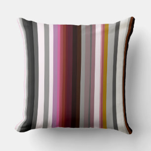 Perzik, roze en grijze Abstracte strepen Kussen