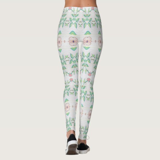 Perzik Roze en Groen Leggings (Achterkant)