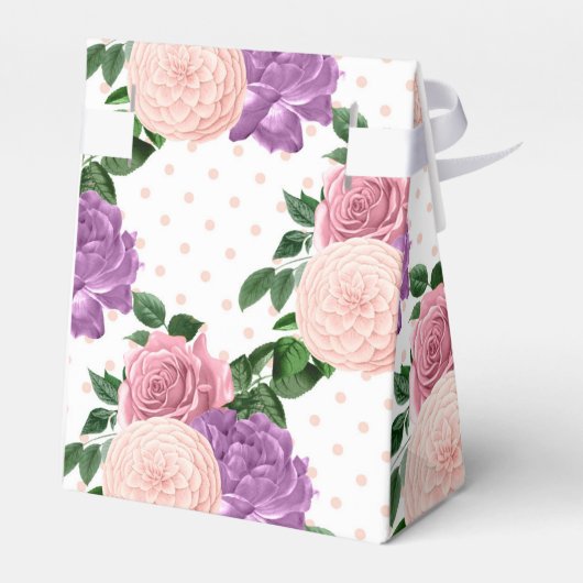 Perzik Roze en Lavendel Paarse Bloem Bedankdoosjes (Achterkant)