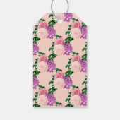 Perzik Roze en Lavendel Paarse Bloem Cadeaulabel (Achterkant)