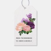 Perzik Roze en Lavendel Paarse Bloemen Cadeaulabel (Voorkant)