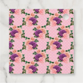 Perzik Roze en Lila Paarse Bloem Bedankjes Labels (Achterkant)