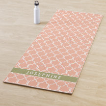 Perzik Roze En Olijfgroene Traliewerk Patroon