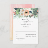 Perzik Roze en Wit Bloemen Bruiloft RSVP (Voorkant / Achterkant)