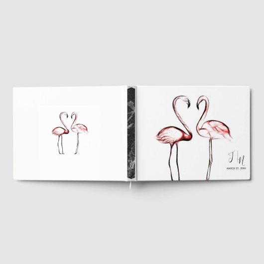 Perzik roze flamingo Flamingo Elegante bruiloft Gastenboek (Volledig)