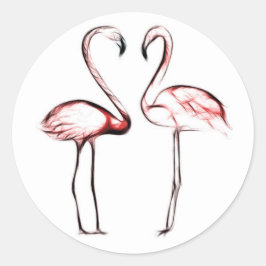 Perzik Roze Flamingo's Feestartikel Flamingo's Ronde Sticker