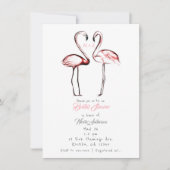 Perzik Roze Flamingo's Flamingo Bruidsdouche Kaart (Voorkant)